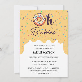 Invitation Oh Babies saupoudrer le Baby shower jumeaux Donut