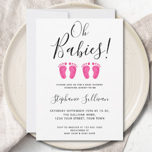 Invitation Oh Babies Twin Girls Baby shower