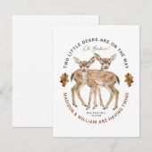 Invitation Oh Babies Twins On The Way Cute Twin Deer Fawns (Devant / Derrière)