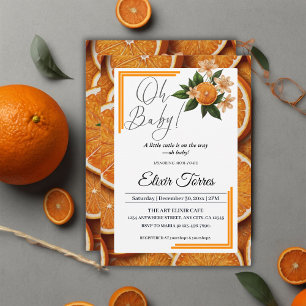 Invitation Oh Baby A Little Cutie Orange Citrus Baby shower