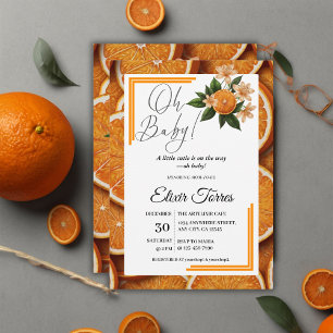 Invitation Oh Baby A Little Cutie Orange Citrus Baby shower