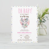 Invitation Oh Baby A Little Peanut Boho Elephant Boho Fleurs (Debout devant)