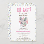 Invitation Oh Baby A Little Peanut Boho Elephant Boho Fleurs (Devant / Derrière)