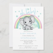 Invitation Oh Baby adorable éléphant arc-en-ciel Baby shower  (Devant)