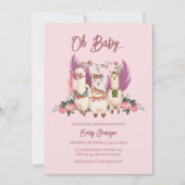 Invitation Oh Baby Alpaca Genre Neutre Baby shower Llama (Devant)
