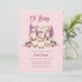 Invitation Oh Baby Alpaca Genre Neutre Baby shower Llama (Debout devant)