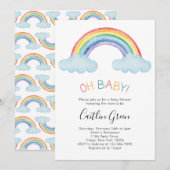 Invitation Oh Baby Baby shower arc-en-ciel (Devant / Derrière)