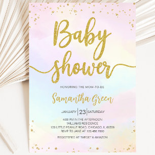 Invitation Oh Baby Baby shower arc-en-ciel