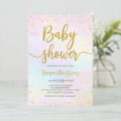 Invitation Oh Baby Baby shower arc-en-ciel (Debout devant)