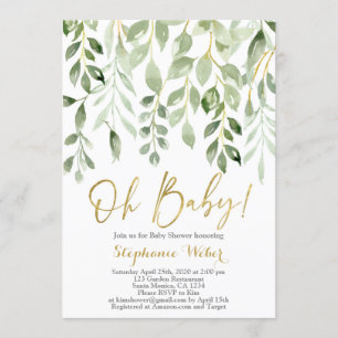 Invitation Oh Baby baby shower de verdure