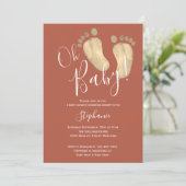Invitation Oh Baby Baby shower en terre cuite (Debout devant)