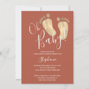 Invitation Oh Baby Baby shower en terre cuite