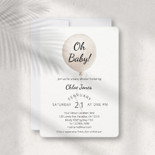 Invitation Oh Baby Baby shower moderne beige Balloon