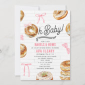 Invitation Oh Baby Bagels & Bows Baby shower rose Brunch (Devant)