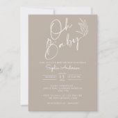 Invitation Oh Baby Beige Genre Neutre Baby shower moderne (Devant)