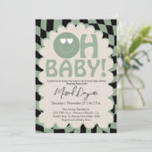 Invitation Oh Baby Beige & Sage Groovy Neutral Baby Shower (Debout devant)