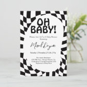 Invitation Oh Baby! Black Checkered Modern Baby Shower  (Debout devant)