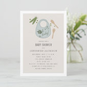Invitation Oh Baby Blue Bib Peas Baby shower garçon (Debout devant)