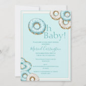Invitation Oh Baby Blue Donuts Baby shower d'aquarelle (Devant)