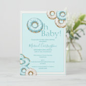 Invitation Oh Baby Blue Donuts Baby shower d'aquarelle (Debout devant)