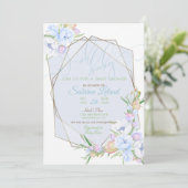 Invitation Oh Baby Blue Floral Baby shower Crystal Frame (Debout devant)