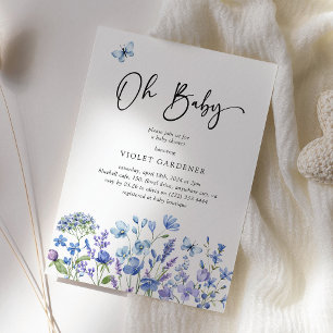 Invitation Oh Baby Blue Wildflower Baby Shower