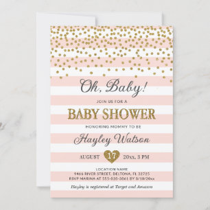 Invitation Oh Baby Blush Rose Gold Confettti Baby Girl Douche