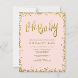Invitation Oh Baby Blush Rose Gold Pailleté Baby Shower