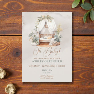 Invitation Oh Baby Boho Aquarelle Baby Shower