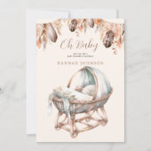 Invitation Oh Baby Boho Baby Plumes de bébé Baby shower Boho (Devant)