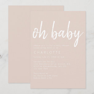 Invitation Oh Baby Boho Beige Genre Neutre Baby shower Inv
