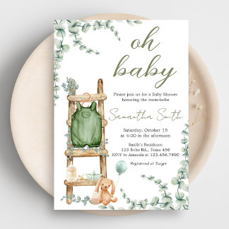 Invitation Oh Baby Boho Eucalyptus Baby shower