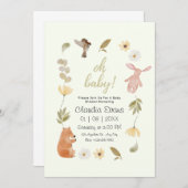 Invitation Oh Baby Boho Fête de bébé thème forêt et neutre (Devant / Derrière)