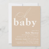 Invitation Oh Baby Boho Moderne Baby shower simple (Devant)