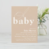 Invitation Oh Baby Boho Moderne Baby shower simple (Debout devant)