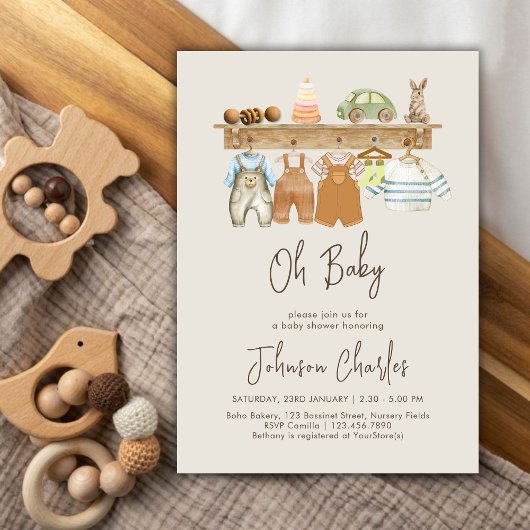 Invitation Oh Baby Boho Nursery Cute Baby shower neutre