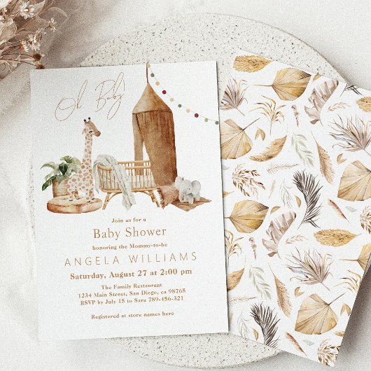 Invitation Oh Baby Boho Sexe Baby shower neutre