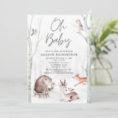 Invitation Oh Baby boisé animaux sexe neutre douche (Debout devant)