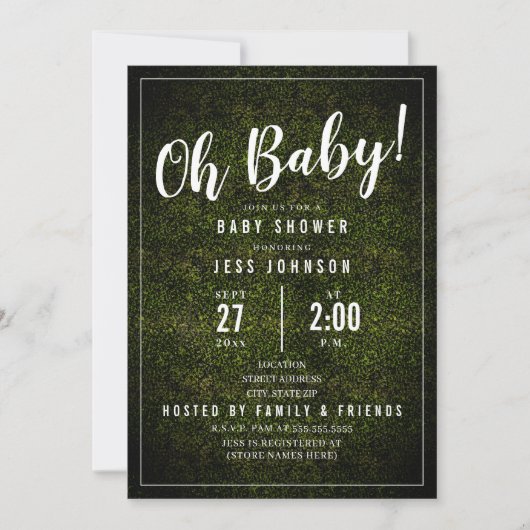Invitation Oh Baby Boxwood Baby shower de verdure (Devant)