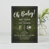 Invitation Oh Baby Boxwood Baby shower de verdure (Debout devant)