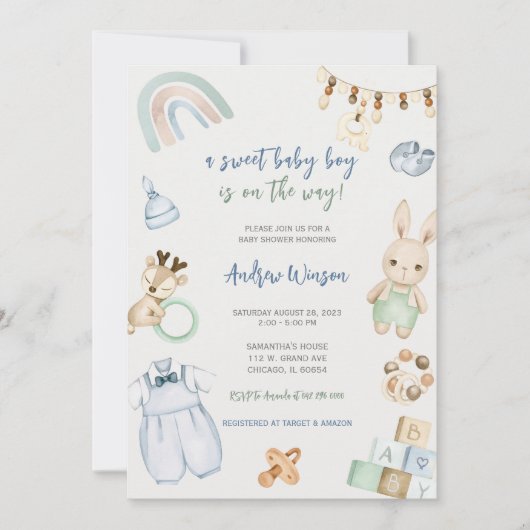 Invitation Oh Baby Boy Boho douche (Devant)