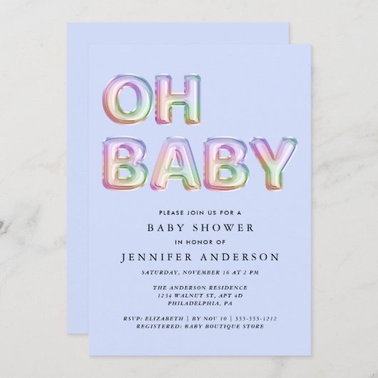 Invitation Oh Baby Boy Douche (Devant / Derrière)