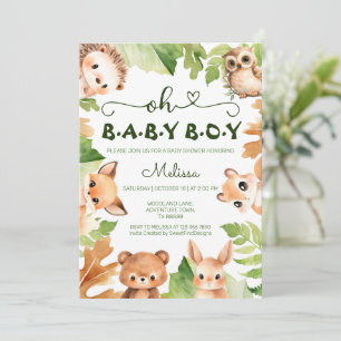 Invitation Oh Baby Boy Forest Animaux Baby shower d'aquarelle
