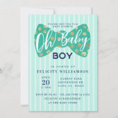 Invitation Oh Baby Boy Green & Navy Bow Cravate douche Invita (Devant)