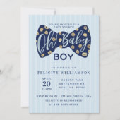 Invitation Oh Baby Boy Navy Bow Cravate Baby shower Invitatio (Devant)