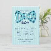 Invitation Oh Baby Boy Navy & Turquoise Bow Cravate douche In (Debout devant)