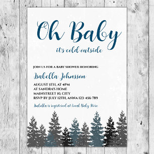 Invitation Oh Baby Boy Winter Woodland Baby shower