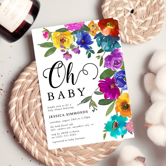 Invitation Oh Baby Bright & Bold Florals Baby shower