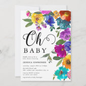 Invitation Oh Baby Bright & Bold Florals Baby shower (Devant)
