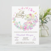 Invitation Oh Baby Butterflies Baby shower éléphant (Debout devant)